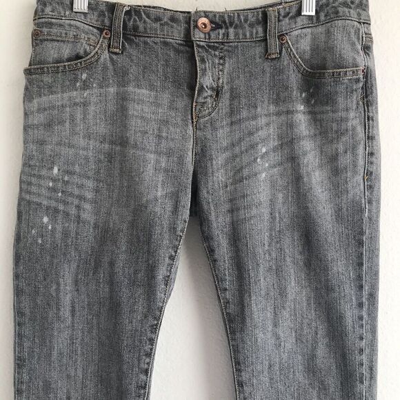 Volcom Womens Slim Straight Jeans Size 5 Gray Low Rise Stretch Denim Distressed - Picture 2 of 8